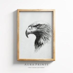 Graceful Eagle Head Sketch | Nature Drawing | Vintage Wall Art | PRINTABLE Digital Download Gift 0940