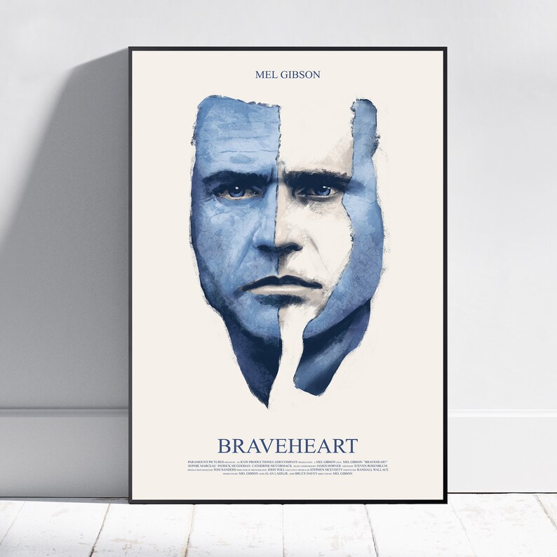 Braveheart Poster, Mel Gibson Wall Art, Fine Art Print, Movie Poster Gift, HQ Wall Decor Design #9