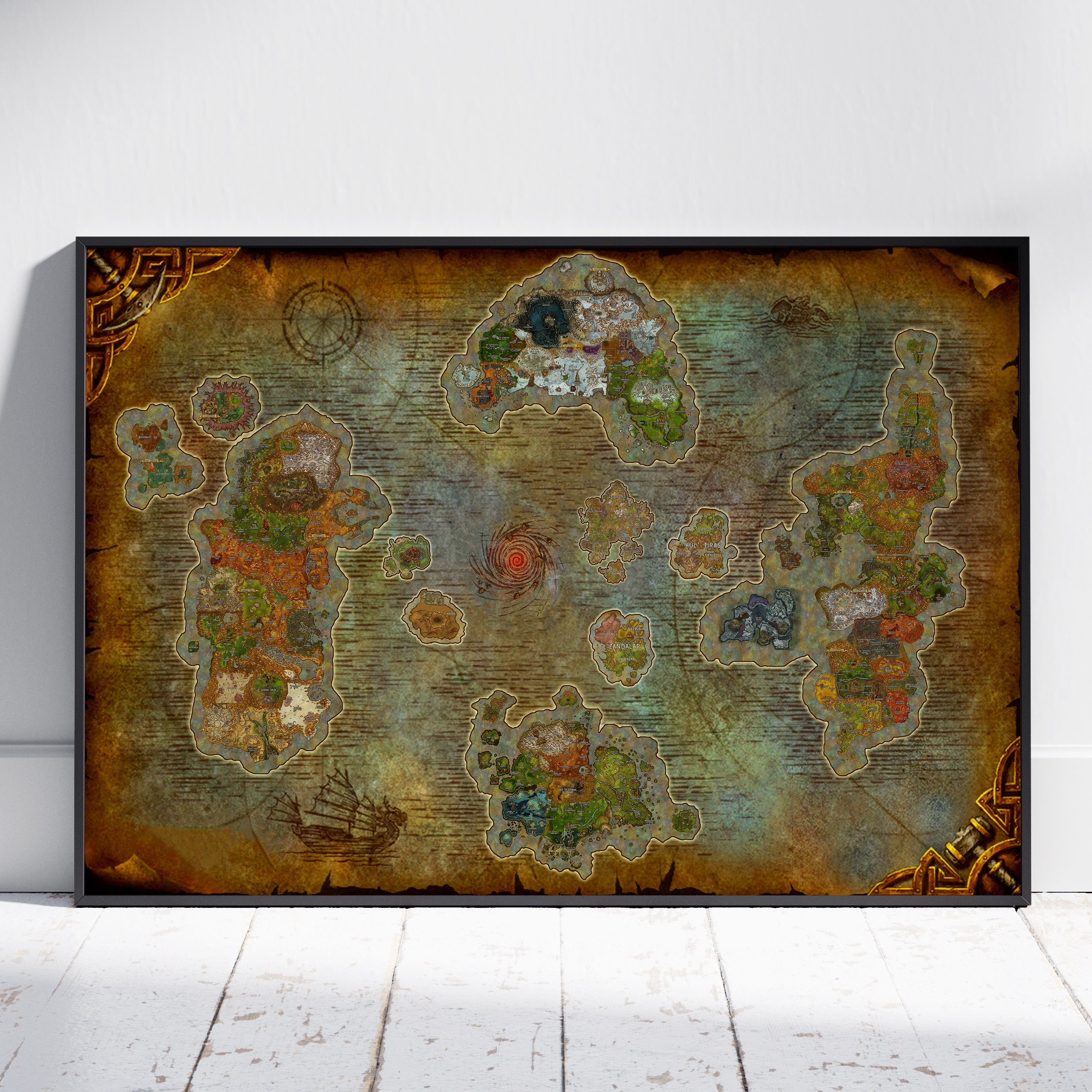 World of Warcraft Maps Poster, Azeroth Wall Art, Fine Art Print, Game ...
