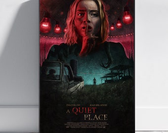 Affiche A Quiet Place, oeuvre d'art murale Emily Blunt, impression d'art, cadeau affiche de film, décoration murale HQ