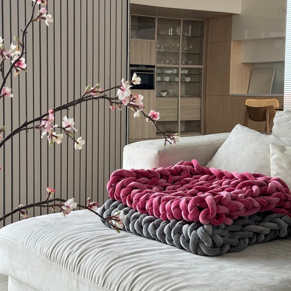 Cable Knit Blanket Etsy