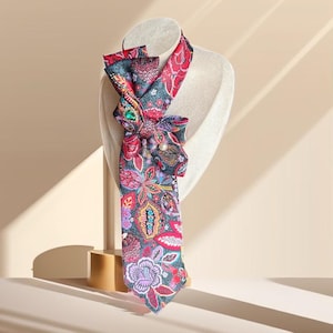 Paisley Necktie Necklace for Women -Handcrafted Bow tie accessory with Brooch pin  - Perfect Gift for Business Woman -Wedding Outfit