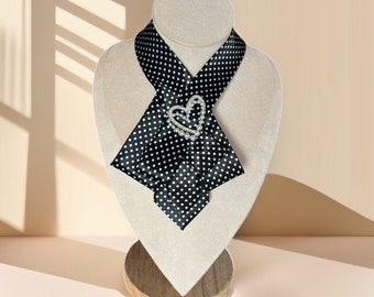 Elegant Necktie for Women - Black and White Women's Necktie Necklace - Perfect Gift for Mom -  Unique Wedding Tie, Bow Tie for Women