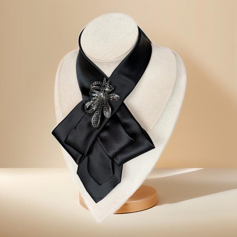 Black Necktie Necklace for Women - Handmade Bow Tie Accessory With ...