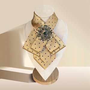 Necktie Necklace for Women- Handcrafted Bow tie accessory with  Brooch Pin in Gold - Perfect Gift for Mom - Birthday gift