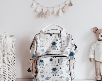 Melhor bolsa para fraldas - Mochila multifuncional com tema de astronauta para quarto de bebê