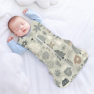 Baby Sleep Sack - Winter Holidays Christmas Tree & Snowy Weather Pattern | Infant Night Wear Nursery