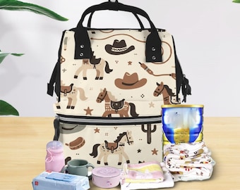 Cowboy-Wickeltaschen-Rucksack: Western-Stil, große Kapazität