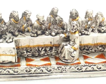 Pewter Last Supper Statuette, Beautiful Details, Solid Piece and Made with Quality, Religious Figurine, Unique Christian Sculpture