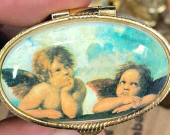 Raphael's Italian Cherubs Pill Box - Decorative Box - Small Rosary Box, Hand-Made in Italy