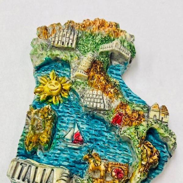 Hand Painted Italy Italia Boot Refrigerator Magnet Made in Italy