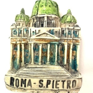 Mini St. Peter Basilica Vatican City Souvenir Figurine 2&quot;, St. Pete Square Miniature Hand-Made in Italy