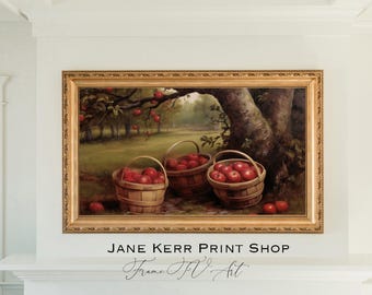 Apple Baskets TV Art, Fall Frame TV Art, Apple Orchard Scene, Autumn Decor,  Harvest Art, Seasonal TV Decor, Autumn Home Decor, Cozy Fall