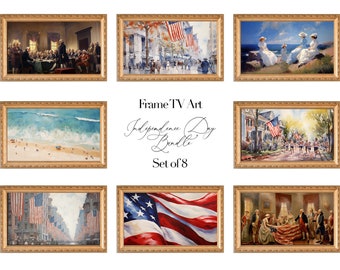 Samsung Frame TV Art Bundle, Independence Day Art, Summer Art Patriotic Pack 8 Piece Bundle, Vintage American Art, 4th Of July, 8K Art, Flag