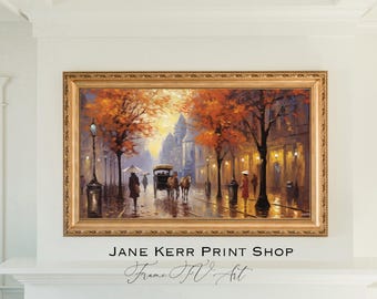 Autumn View of City Frame TV Art | Fall Wall Art | Vintage Wall Art | City Wall Art | Digital Download Samsung TV Frame Art | NYC Cityscape
