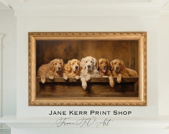Golden Retriever Dog Lovers Resting After a Long Day Digital Frame Samsung TV Art