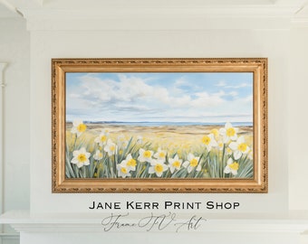 Frame Tv Spring Art Soft Floral Digital Download Art File Daffodil Art for Frame Tv Nantucket Daffodil Festival