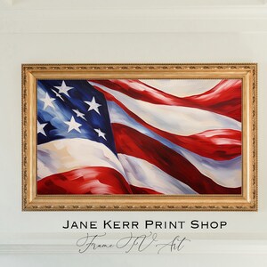 Frame TV Art Fourth of July Digital Download Painting, Independence Day Vintage American Flag Samsung Frame TV Art, July 4th Party Display