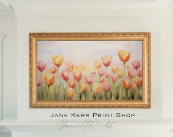 Frame Tv Spring Art Soft Floral Digital Download Art File Tulip Easter Art for Frame Tv Instant Download Samsung Frame TV