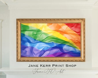 Frame TV Art Pride Month Rainbow Flag Digital Download, Colorful Gay Pride Decor, LGBTQ Art, Modern Summer Frame TV Art Samsung Watercolor