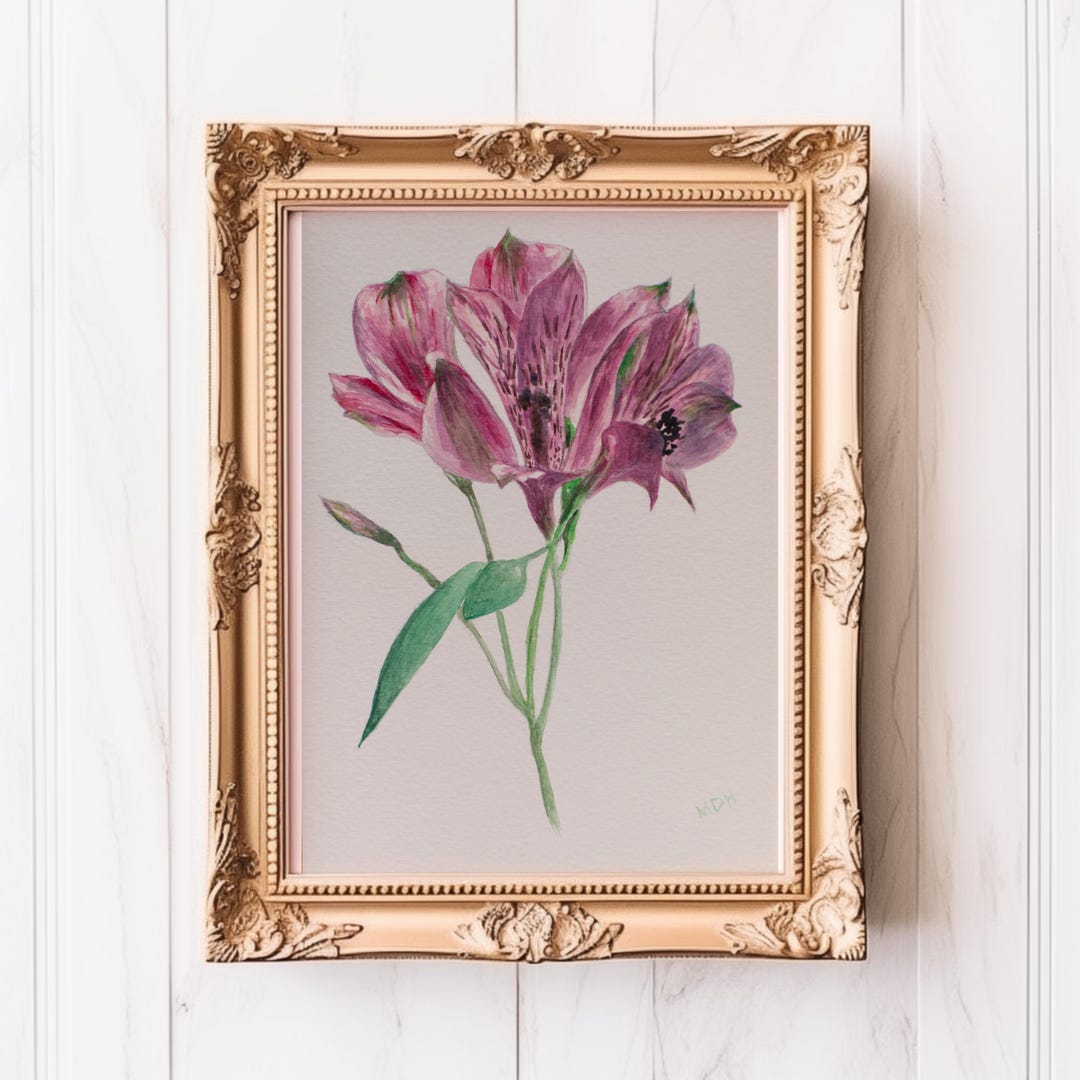 Pink Watercolor Flowers Printable, Floral Baby Room Wall Decor, Baby ...