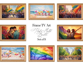 Frame TV Art Pride Month Set of 8, LGBTQ Rainbow Painting Discounted Bundle Digital Downloads, Colorful Summer Art for TV Pride Flag Samsung