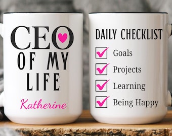Personalized CEO Mug, Gift For Female Entrepreneur, Boss Babe Coffee Cup, Custom Name Mug, Business Owner Gift, Girl Boss Gift Idea