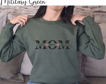 Mom Personalised Sweatshirt, Customised Gift for Mom, Children Name on Sweatshirt for Mom, Mothers Day, Mums Birthday, Gift for Her, New Mom