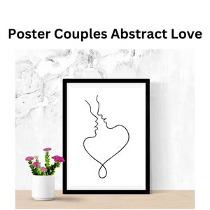 Minimalist Love: Abstract Couple Kiss Wall Art Romantic Home Decor Printable Modern Design Printable Minimal Modern zdjęcie 3