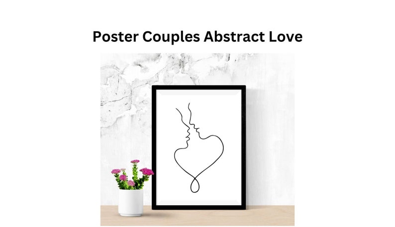 Minimalist Love: Abstract Couple Kiss Wall Art Romantic Home Decor Printable Modern Design Printable Minimal Modern zdjęcie 3