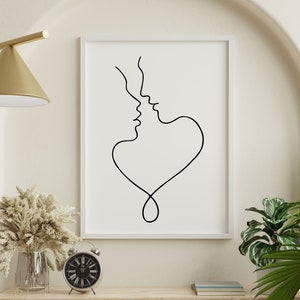 Minimalist Love: Abstract Couple Kiss Wall Art Romantic Home Decor Printable Modern Design Printable Minimal Modern zdjęcie 5