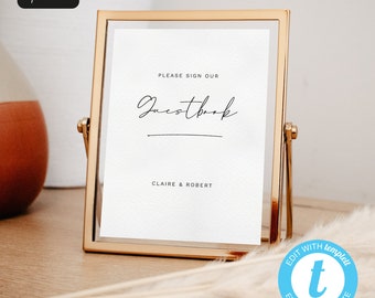 Simple Guest Book Sign Template | Editable Guest Book Sign | Printable Wedding Sign | Guestbook Sign | Templett | ITP04