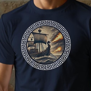 Greek Fire Shirt Byzantine Empire Gift for History Buff Fire Ship Sea Graphic Ancient Warship Tee Ancient Greece T-Shirt Roman Empire Napalm