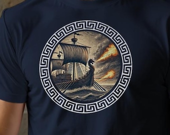 Greek Fire Shirt Byzantine Empire Gift for History Buff Fire Ship Sea Graphic Ancient Warship Tee Ancient Greece T-Shirt Roman Empire Napalm
