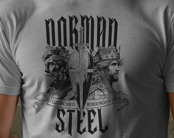 Norman Warrior T-Shirt - Robert Guiscard & Bohemond Father and Son - Crusader History Tee - Medieval Knight Shirt - Father's Day Gift Battle