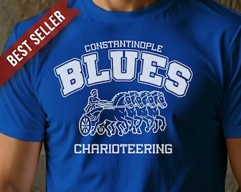 Constantinople Blues T-Shirt - Byzantine Racing Fan Shirt - Ancient Roman Hippodrome Team Tee - History Gift - Imperial Faction Apparel
