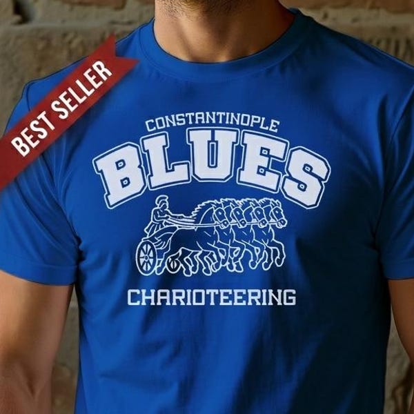 Constantinople Blues T-Shirt - Byzantine Racing Fan Shirt - Ancient Roman Hippodrome Team Tee - History Gift - Imperial Faction Apparel