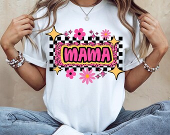 Retro Mama PNG, Mom Design Digital Download, Retro Pink Mom Art, Mother's Day Design, Vintage Mom Clipart