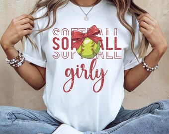 Softball Girly Distressed PNG, Softball Design PNG, Sports Digital Download, Girls Softball Crafts, Instant Download,Coquette Distressed Png