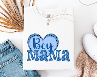Mama chłopca PNG, nadruk w kratkę PNG, nowy projekt mamy chłopca, pobieranie cyfrowe, grafika do druku, pomysł na prezent na Dzień Matki