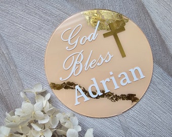 Personalisierter God Bless Cake Topper | Taufe Torte Topper | Cake Topper Personalisiert Taufe Kommunion | Konfirmation | Acryl Topper