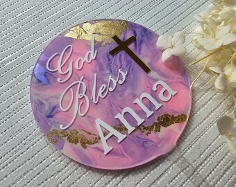 Personalisierter God Bless Cake Topper | Taufe Torte Topper | Cake Topper Personalisiert Taufe Kommunion | Konfirmation | Acryl Topper