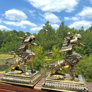 A Pair of Bronze Guardian Lions Singha