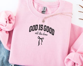 Inspirierende Gott ist gut Sweatshirt, gemütliches religiöses Kleidungsstück, auf Glauben basierendes Geschenk, alltäglicher Komfort, Krokette christliches Sweatshirt