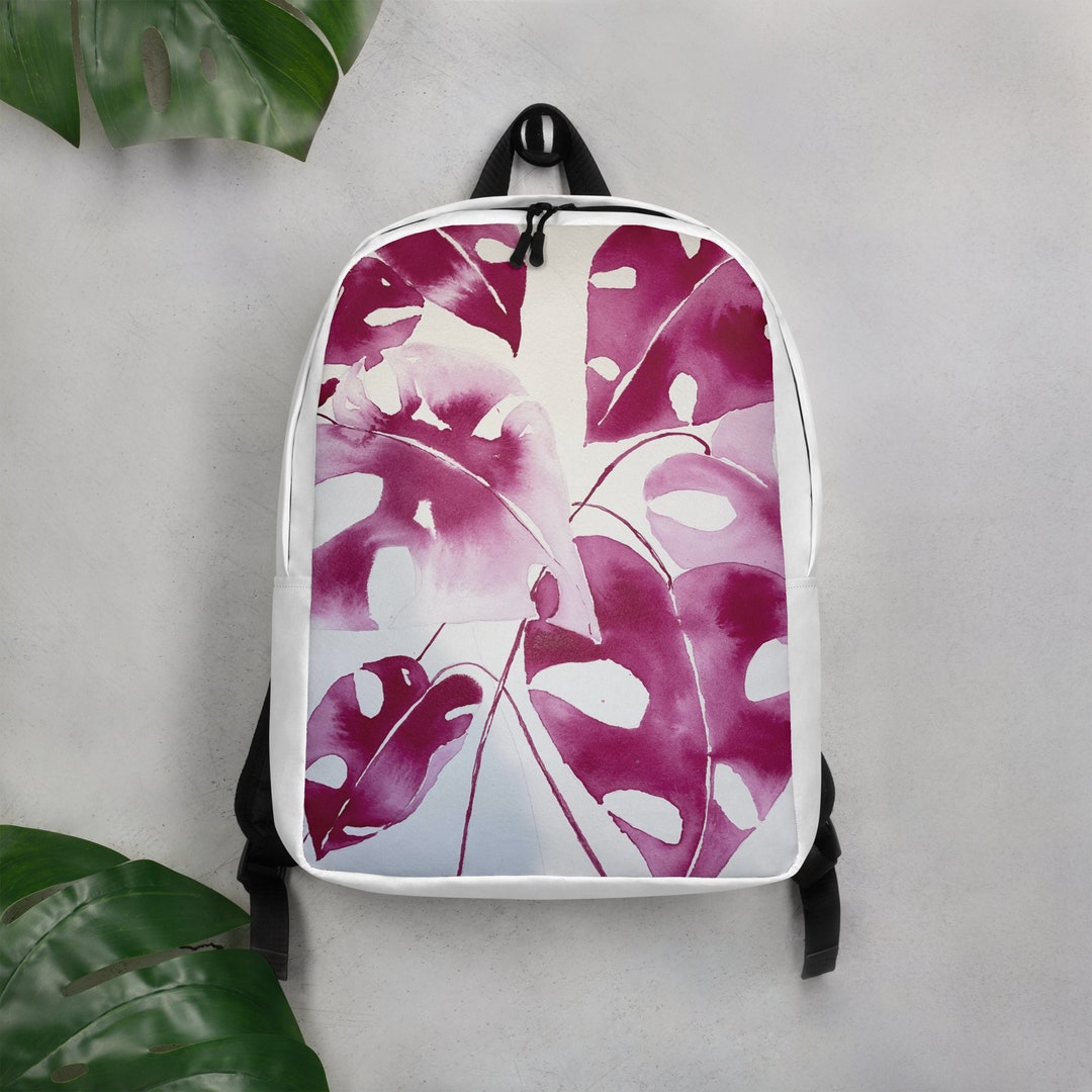 Pink Monster Backpack Hot Pink Monstera Backpack, Hand Painted With Watercolor Inks Then ...