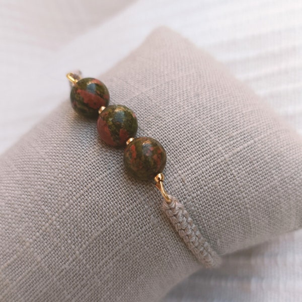 Bracelet macramé Unakite