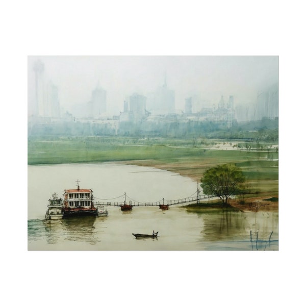 Yangtze Riverfront China Urban Travel Photo Art Interpretation Print