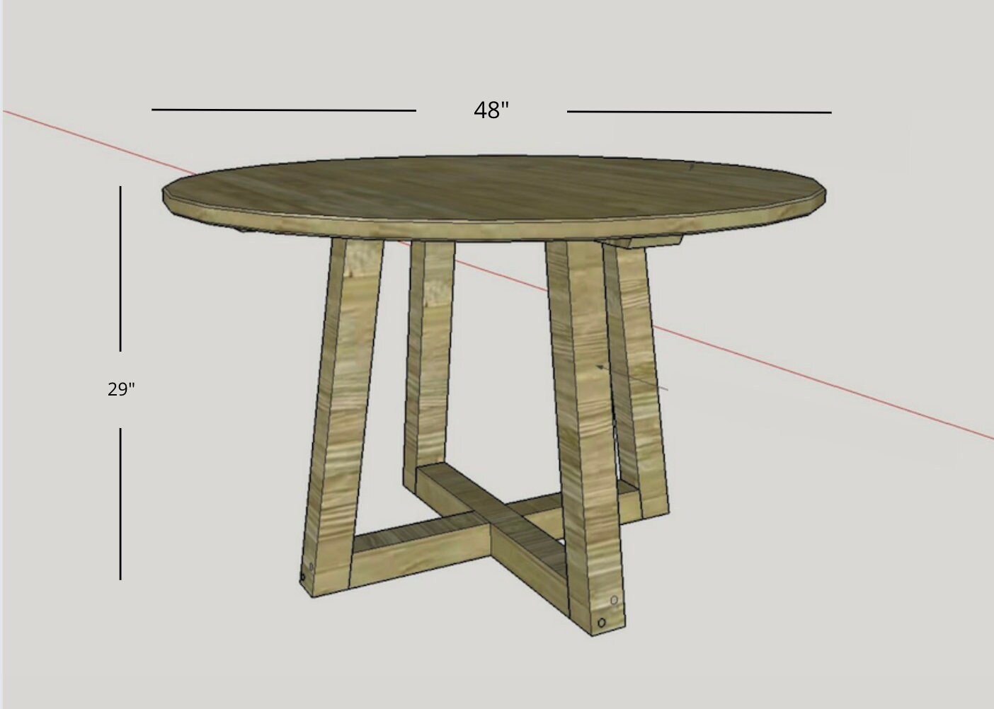Round Dining Table, Build Plans, Woodworking Plans, Imperial and Metric