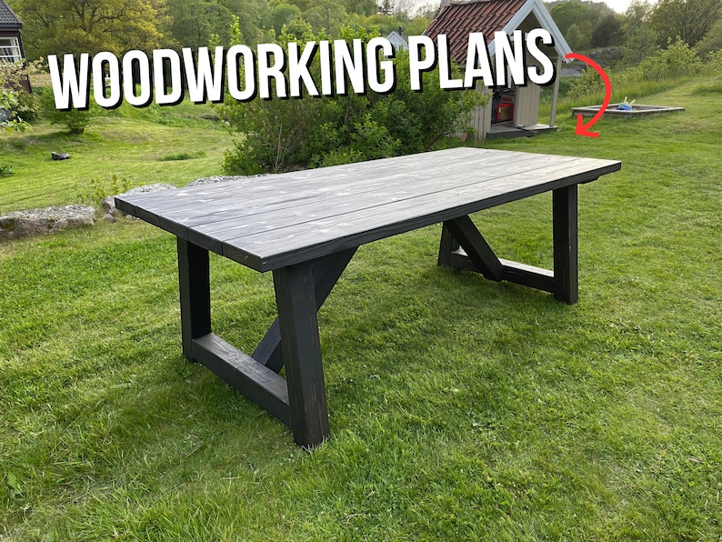 Outdoor Dining Table Plans, Woodworking Plans, Outdoor Furniture, Farm Dining Table, Instructions image 1