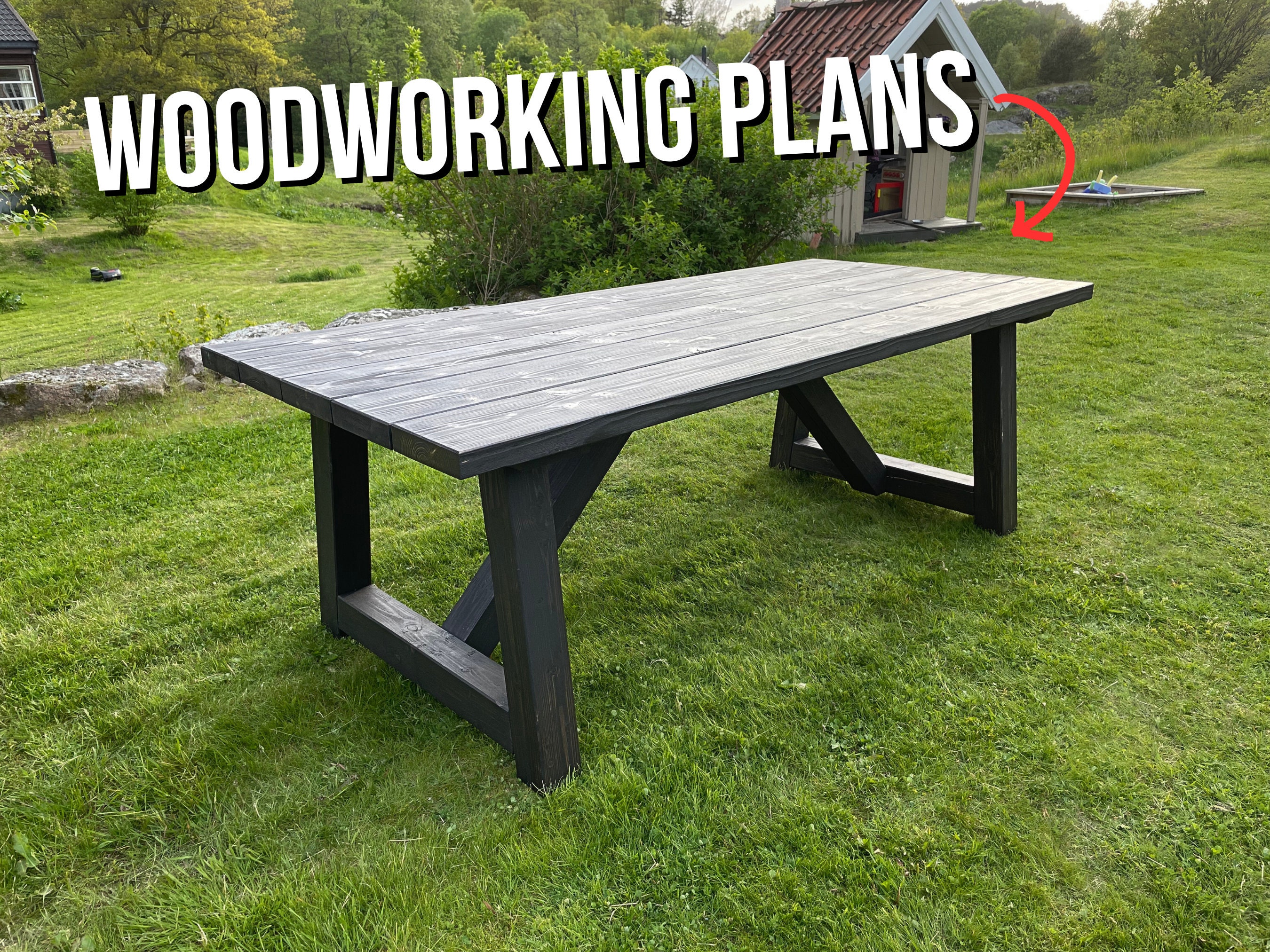 Outdoor Farm Dining Table Woodworking Plans (PDF) - Etsy Israel, image size:2700x2025
